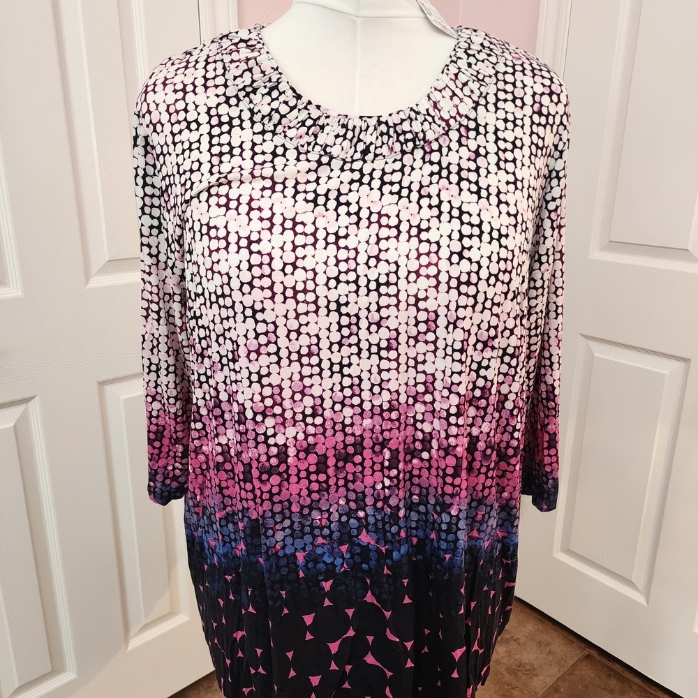 CJ Banks Women's Pink and Blue Ombre Blouse